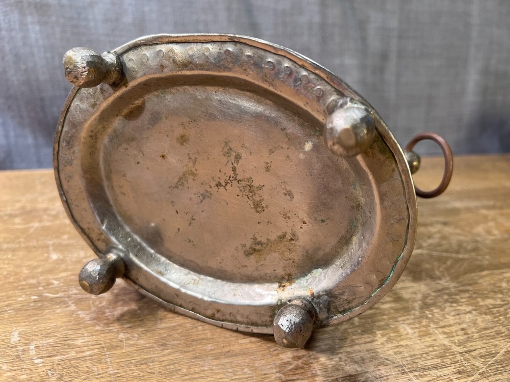 Antique Turkish Tea Coffee Container Caddy Footed Lidded Embossed Metalware