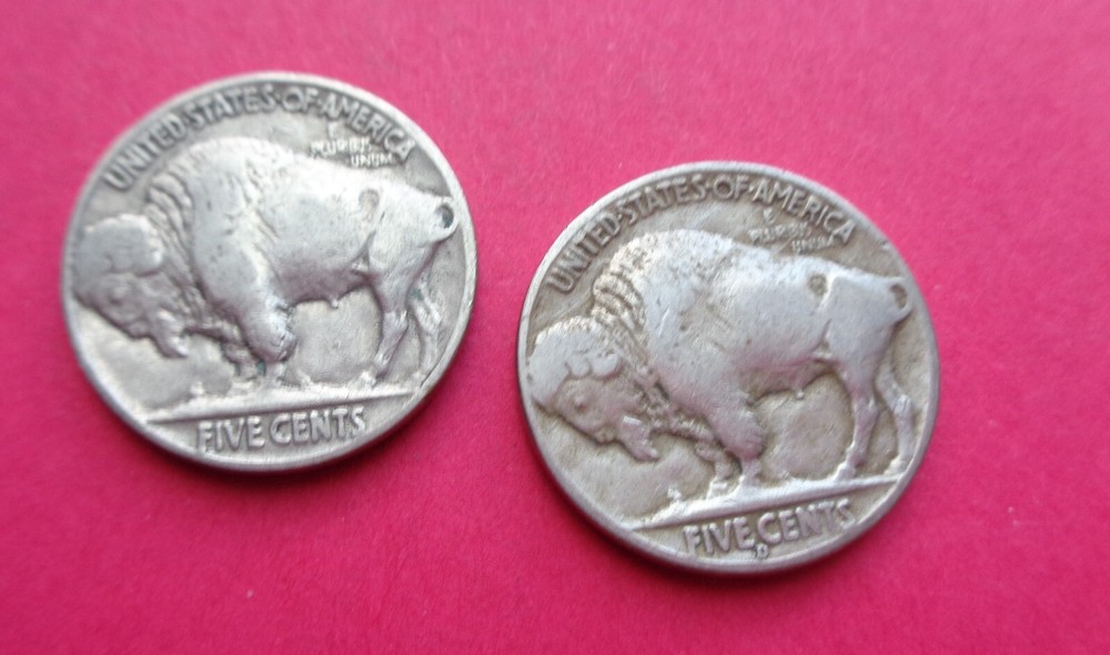 1937 & 1938-D BUFFALO NICKELS - NICE