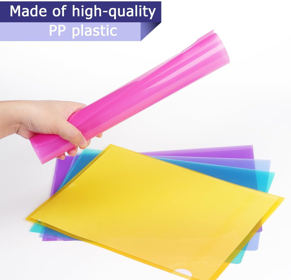 16 Pack Clear Plastic Folders Sleeves, Plastic Sleeves for Documents Transparent