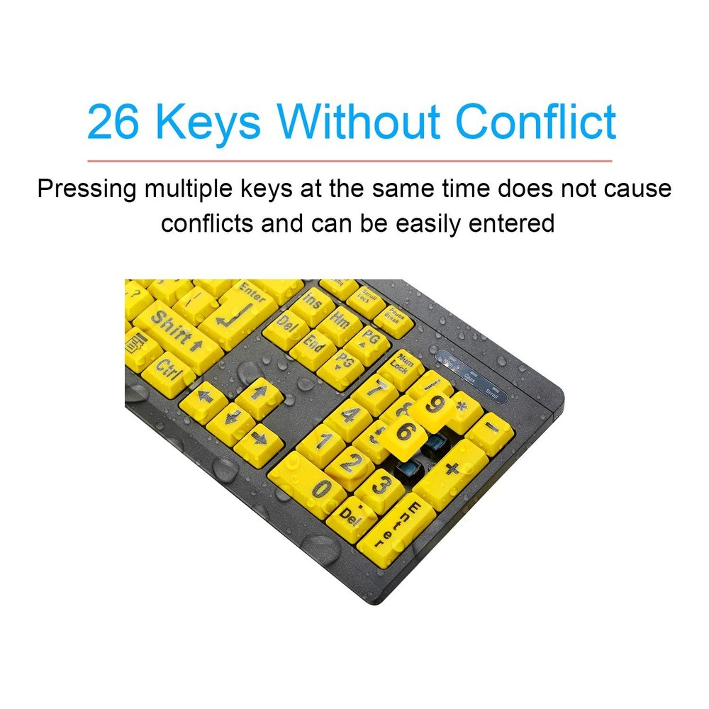 Large Print Computer Keyboard,Wired USB Keyboard High Contrast Big Print Lett...