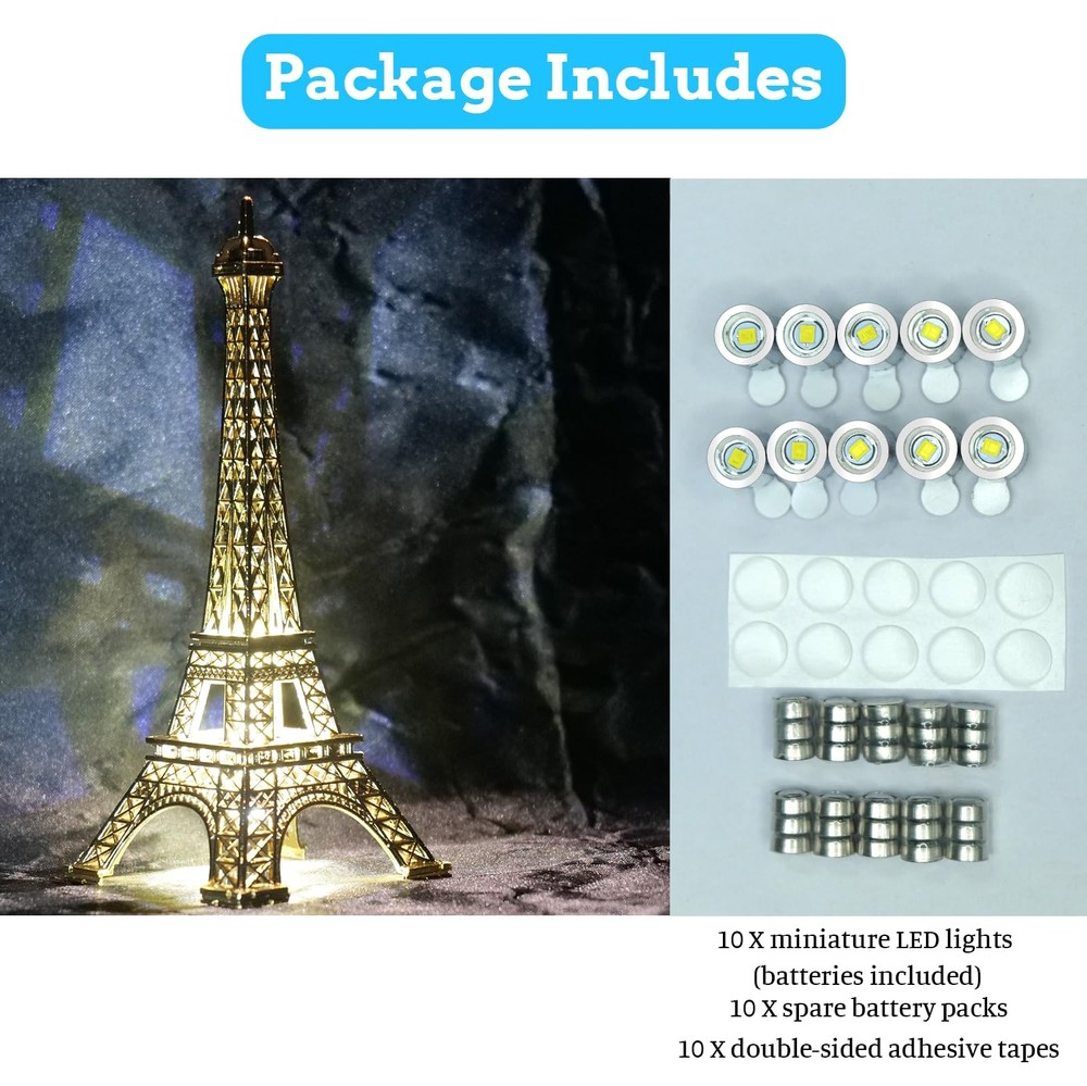 Mini LED Lights, 10 PCS Small Spotlight Battery Operated Tiny SMD Cool White