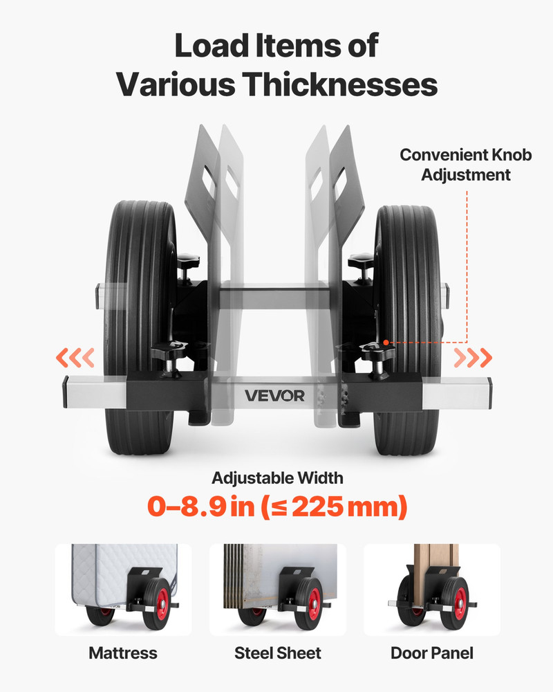 VEVOR Panel Dolly w/ Adjustable Clamp | 1000LB Capacity | 10" Wheels