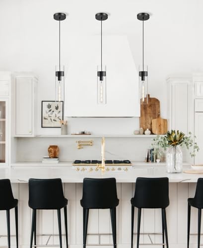 Pendant Lights Kitchen Island (Bulbs Included), Adjustable Modern 2 Pack Black