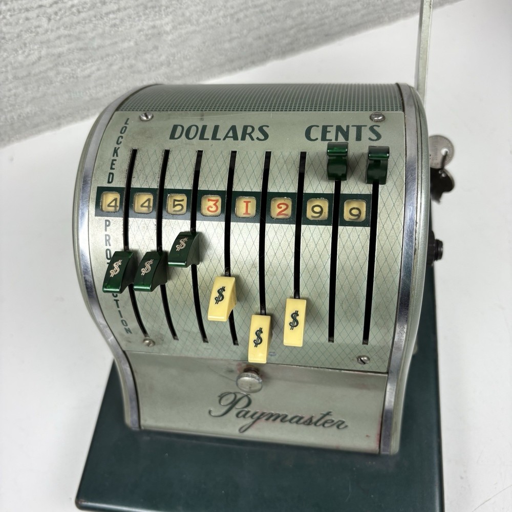 Paymaster X-2000 Check Writer w/ Keys Vintage Locked Needs Service