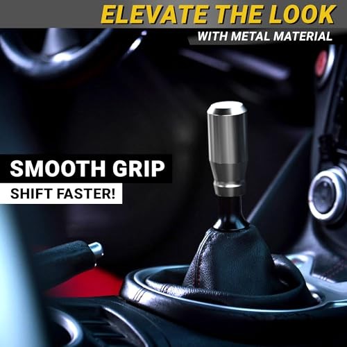 Premium Brushed Shift Knob - 4 Metal Threaded Adapters, 4 5 6 Speed Silver