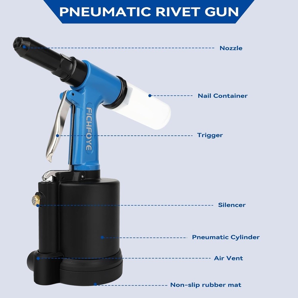 Versatile 3500 LBF Rivet Gun Set - Lightweight Professional Tool for Every Maker