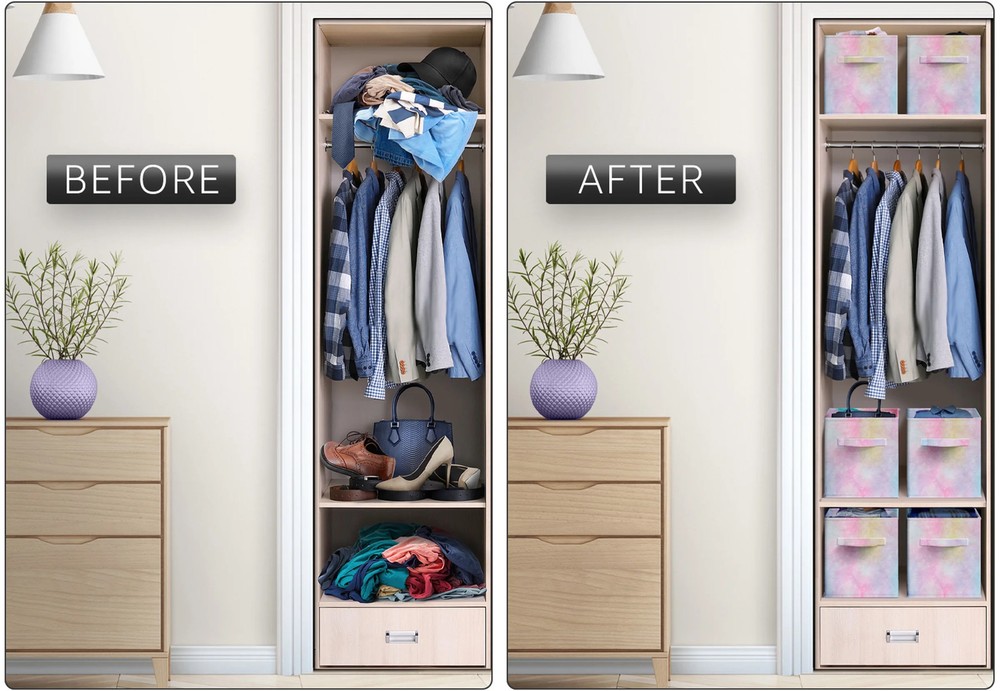 Sorbus Collapsible Fabric Cube Storage Bin (10.5" x 10.5"), Rainbow Sparkle