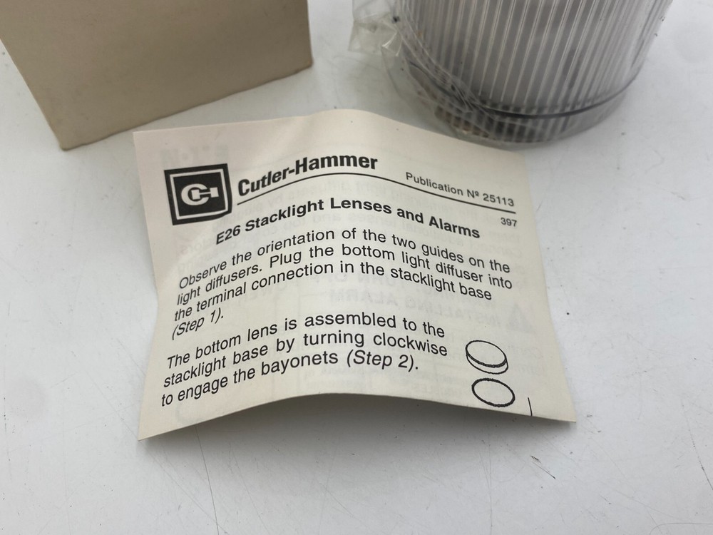 Cutler Hammer E26B0 Ser A1 Clear Lens & Diffuser Unit For E26 Series Stacklights