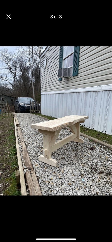 Handmade pine Live edge bench.