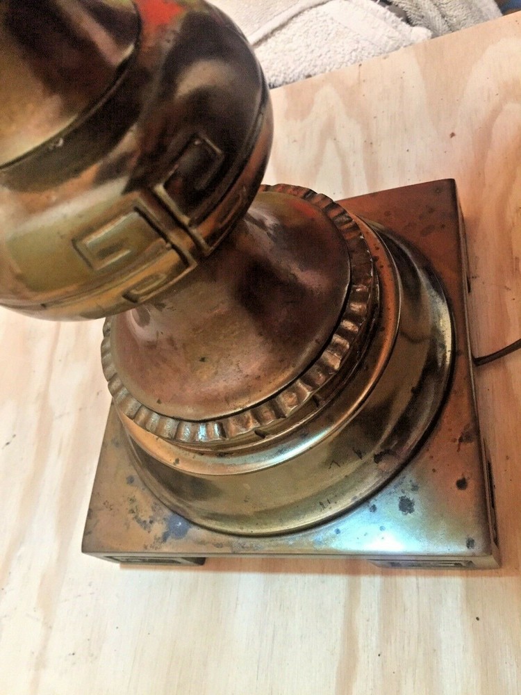 Art Deco Thick HEAVY solid CAST brass table lamp