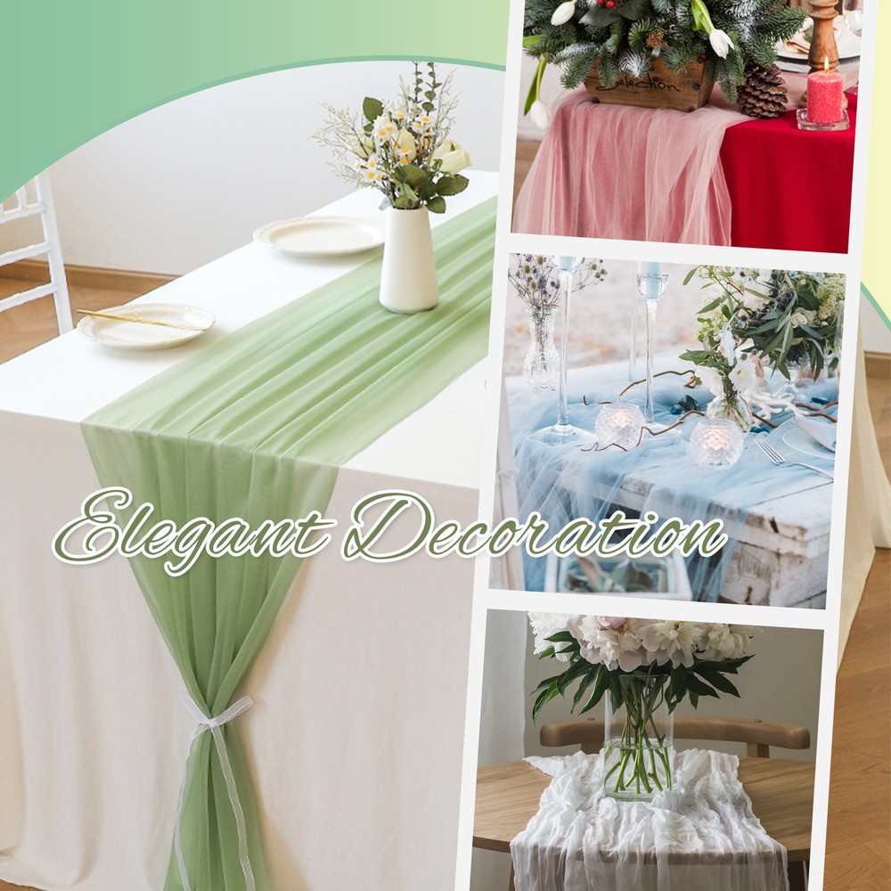 Bohemian Sparkling Cheesecloth Table Runner Soft Polyester Wedding Party Decor