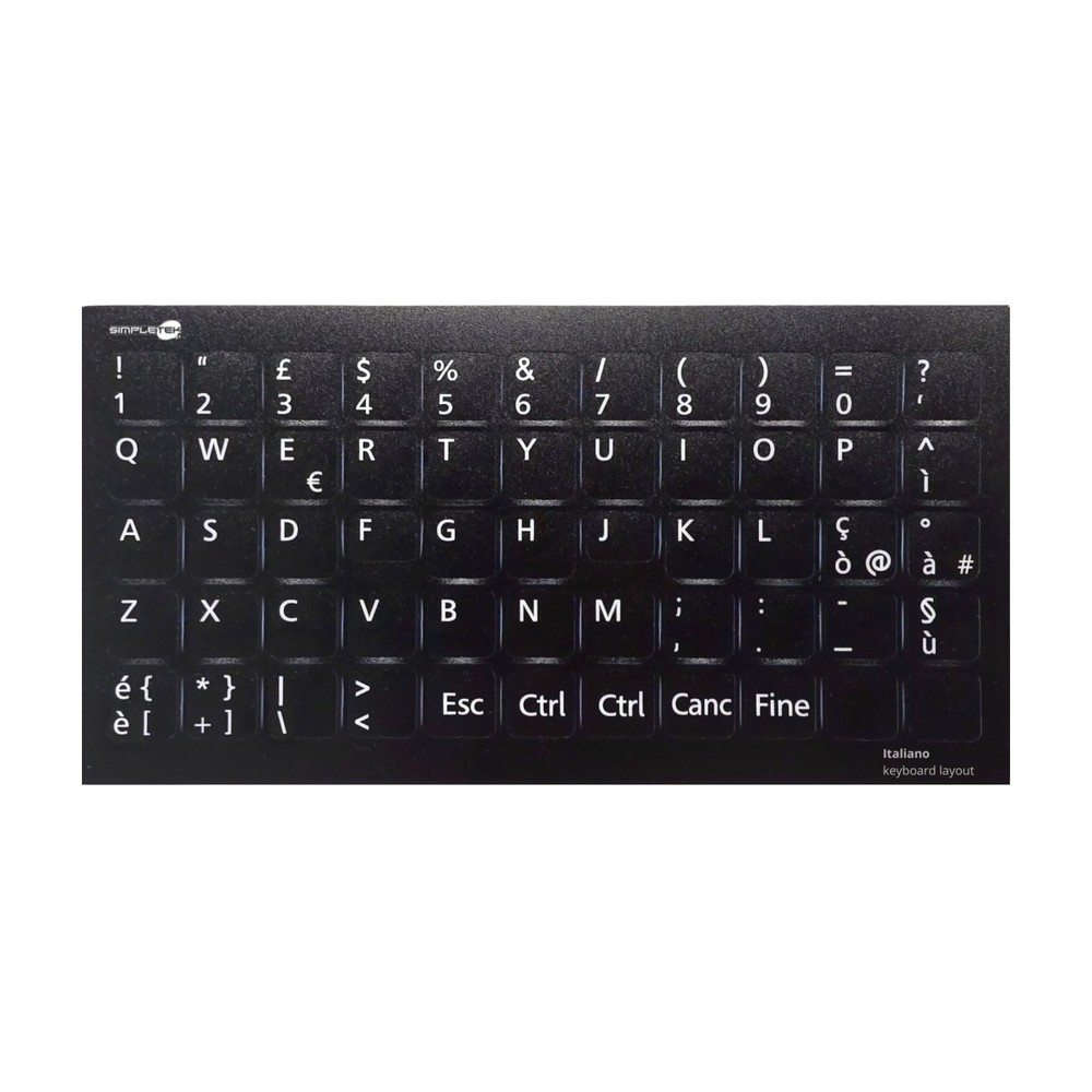 Notebook keyboard stickers to transform Italian layout matte black_