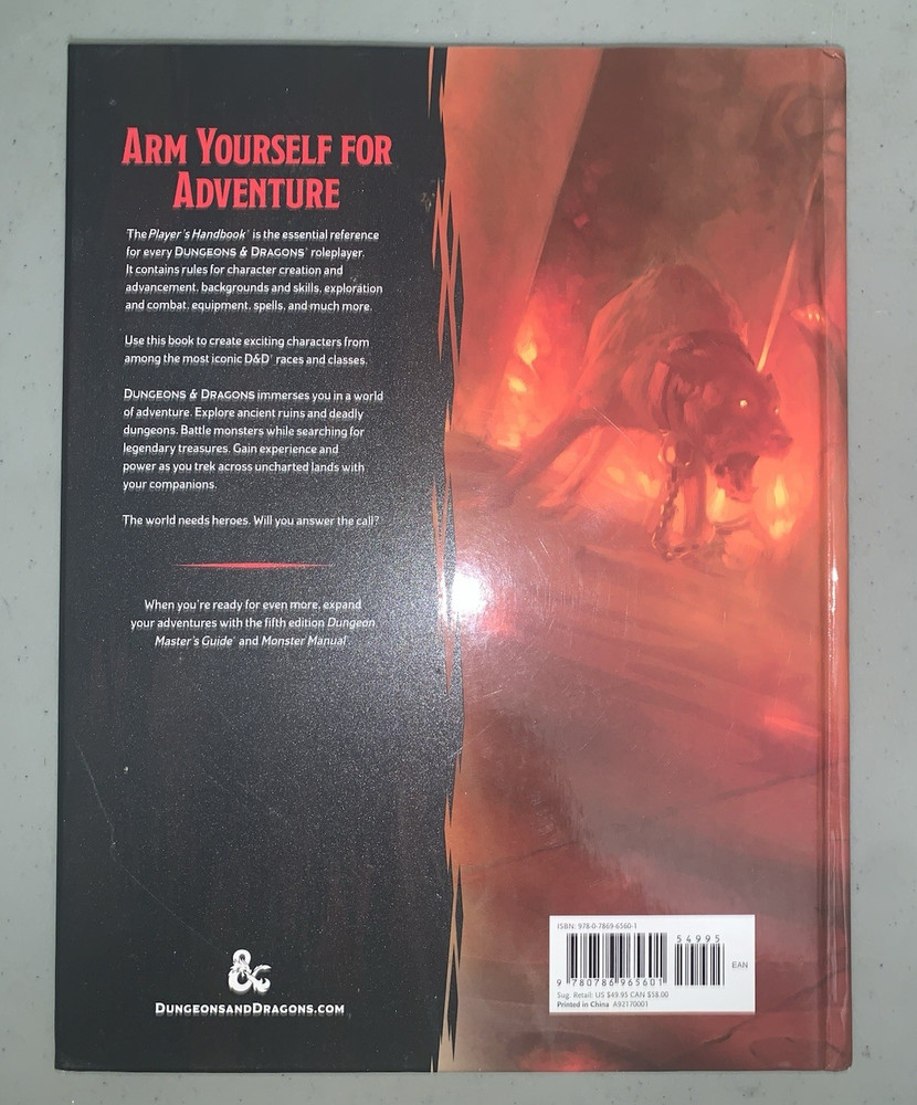 Dungeons & Dragons Player’s Handbook Hardcover 5e D&D Core Rulebook