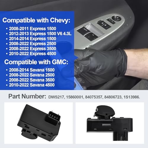 15860001 84075357 Master Power Window Switch Compatible with Chevy Express