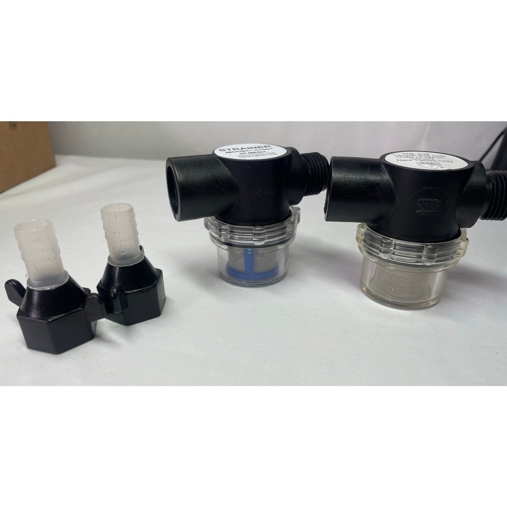 Combo: Shurflo 255-213 Inline Strainer + SEAFLO Filter + Shurflo Wingnut Adapter