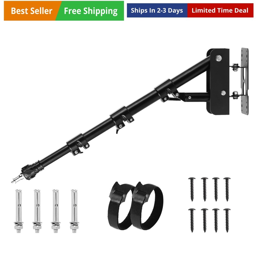 Wall Mount Triangle Boom Arm 39.37inch/100cm, Ring Light Mount Support 180°Fl...