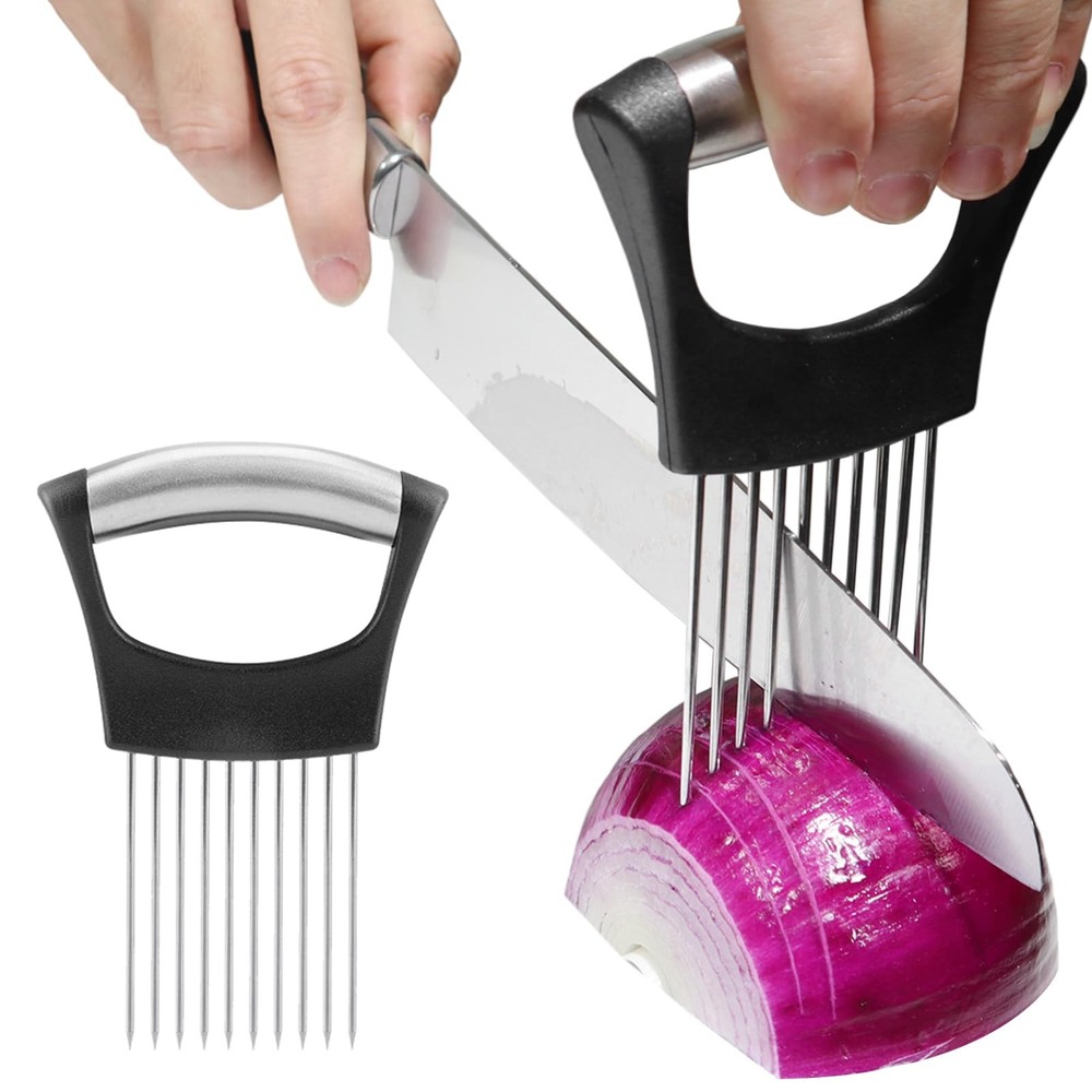 JAYVAR Onion Holder for Slicing, Cutter Universal size, Silver