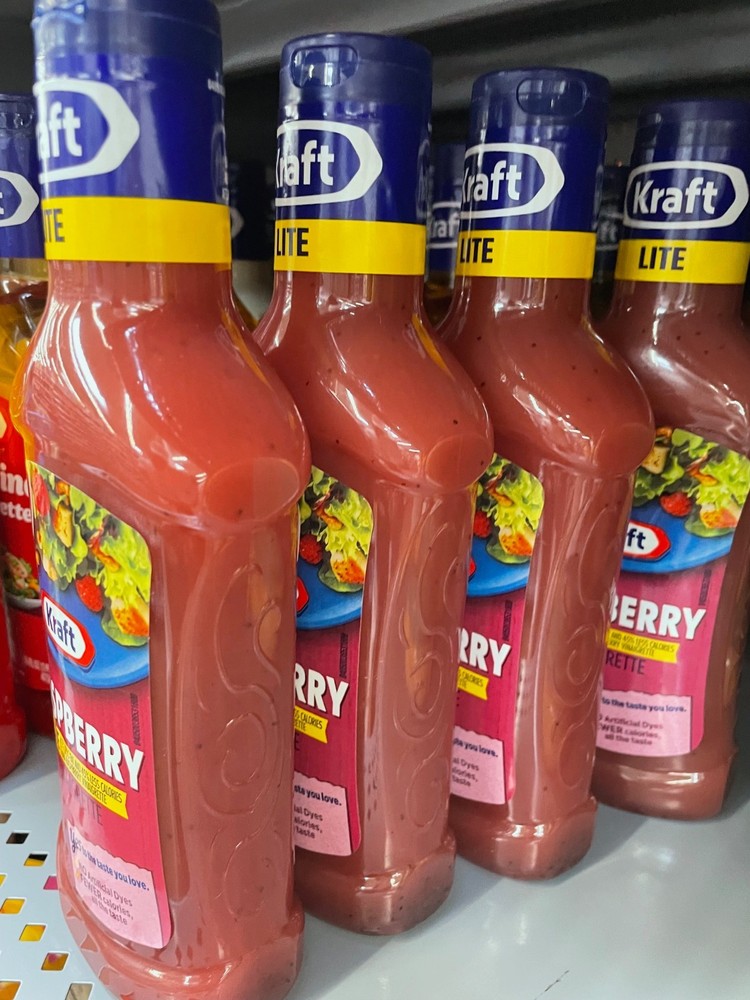 4 Pack Kraft Lite Raspberry Vinaigrette Salad Dressing, 16 fl oz Bottles