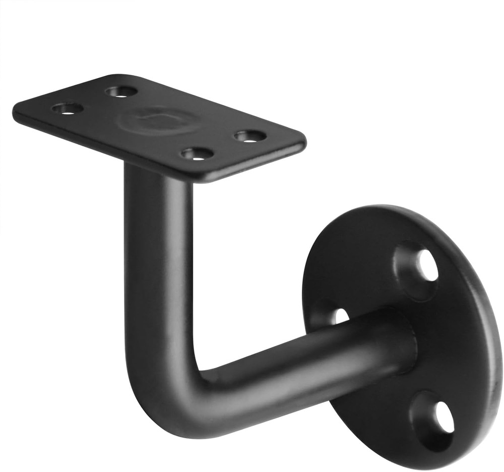 8 Pack Black Handrail Bracket for Flat Surface Square Top Railing, Wall Mount Su
