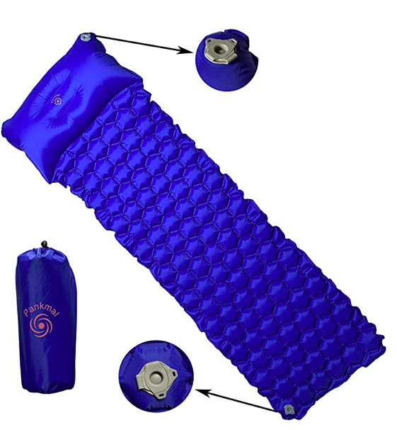 Sleeping Pad, Mat, Compact, double valve for camping blue Ultra Light