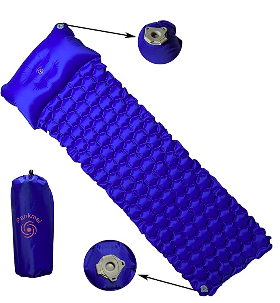 Sleeping Pad, Mat, Compact, double valve for camping blue Ultra Light