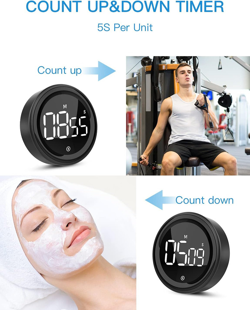 Magnetic Digital Kitchen Timer LED Display Countdown Count Up Alarm