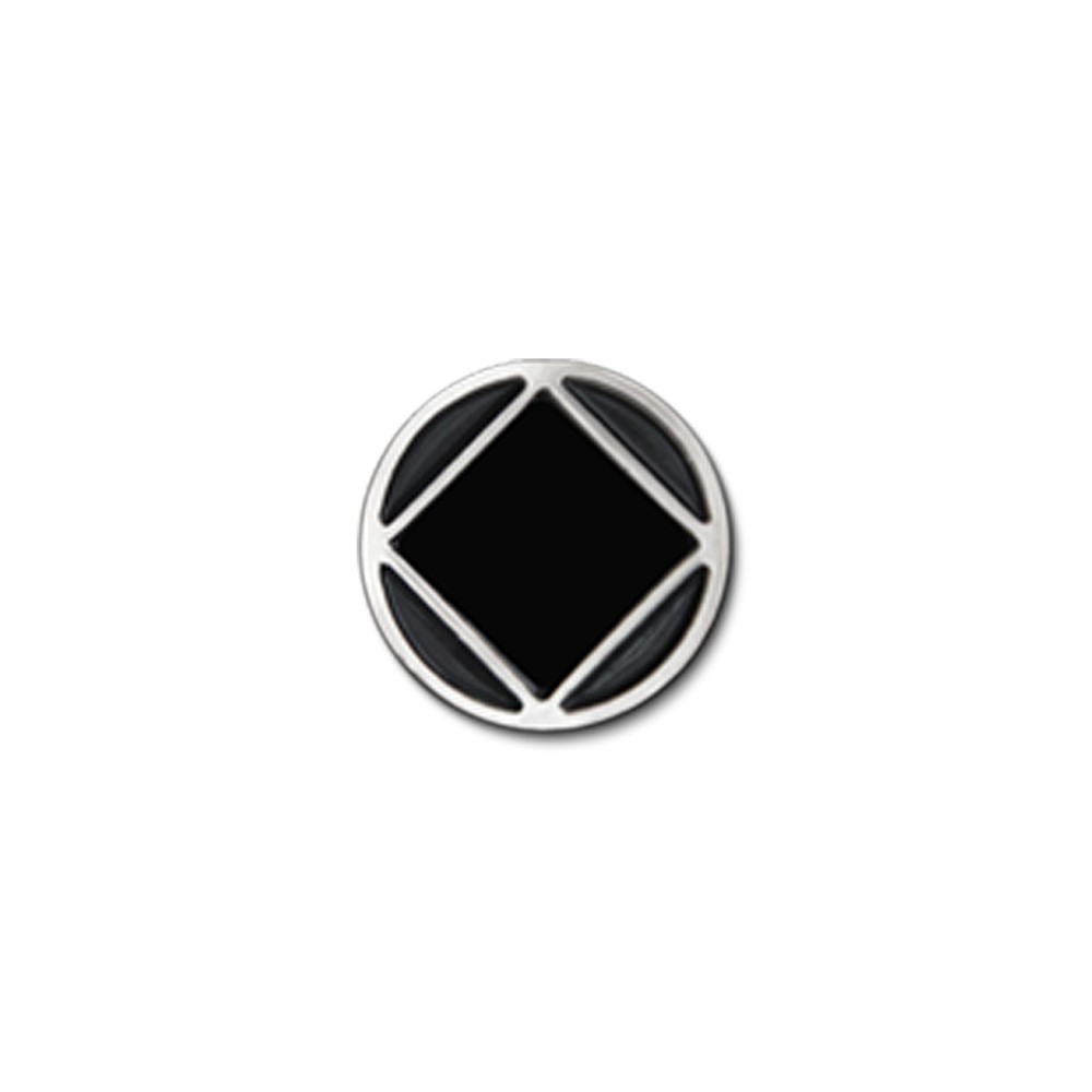 NA Circle/Diamond Small Black and Silver Enameled Lapel Pin 3/8"