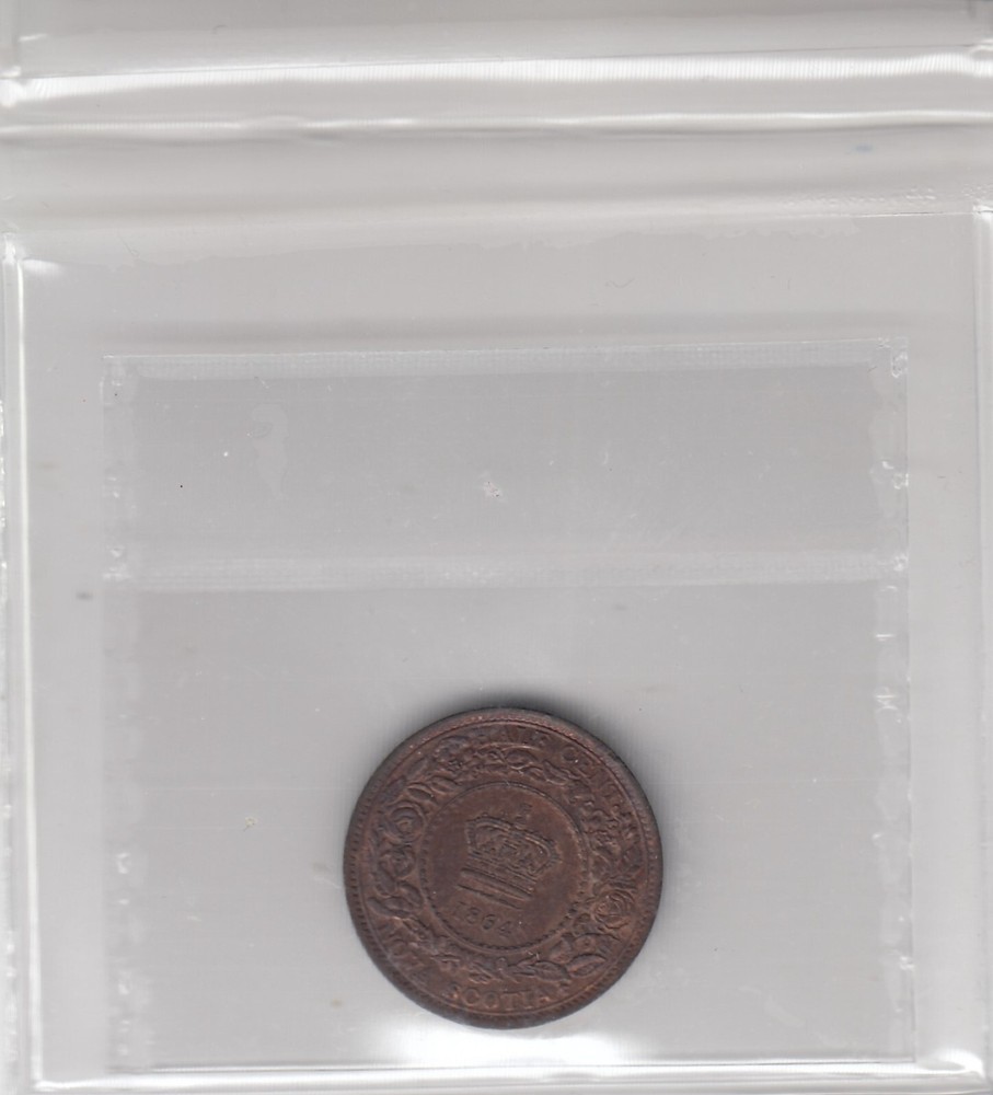 1864 Nova Scotia 1/2 Half Cent Coin - MS64