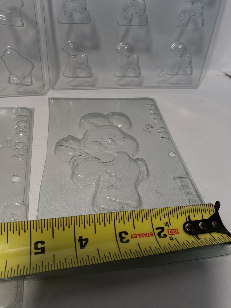 6 pieces, Easter Spring Chocolate Soap Molds, Plastic, Eggs, Chicks, Lamb Bunny,