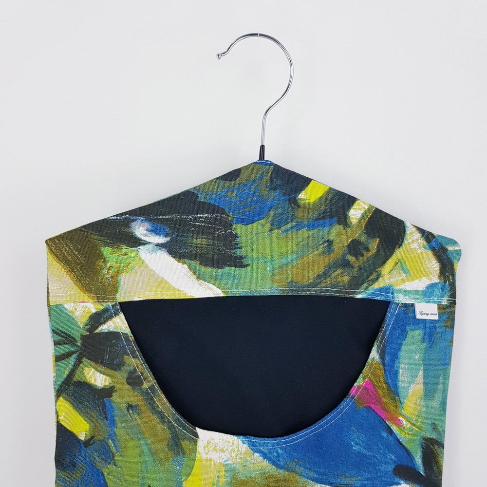 Peg Bag Handmade Abstract Blue Green Printed Lined Laundry Clothes Peg Holder