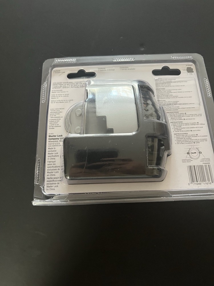 Master Lock 379DAT Universal Trailer Hitch Coupler Lock For 1-7/8", 2" & 2-5/16"