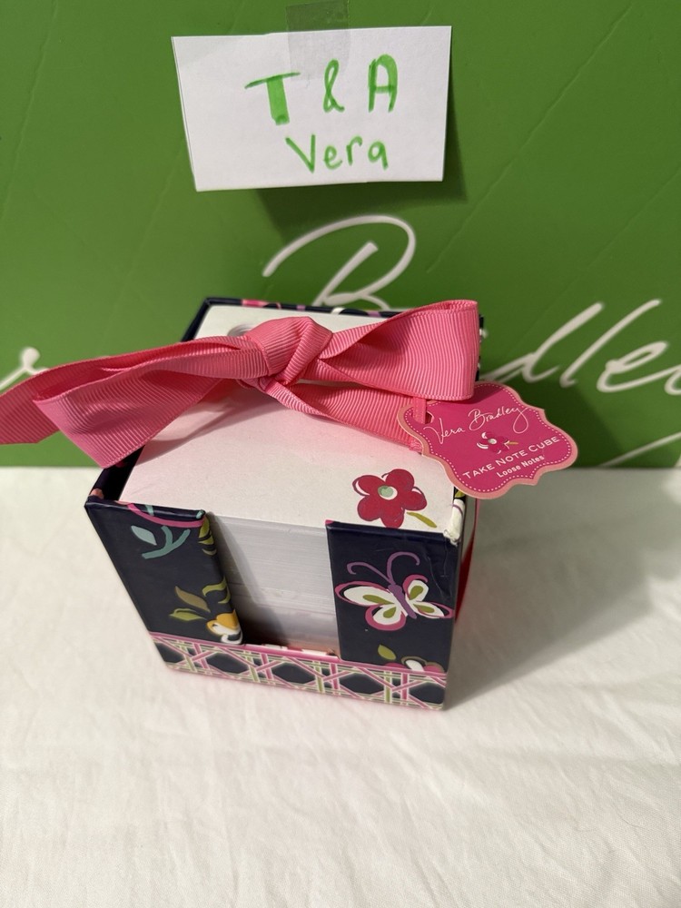 Vera Bradley Ribbons Take Note Cube Retired Pattern NWT