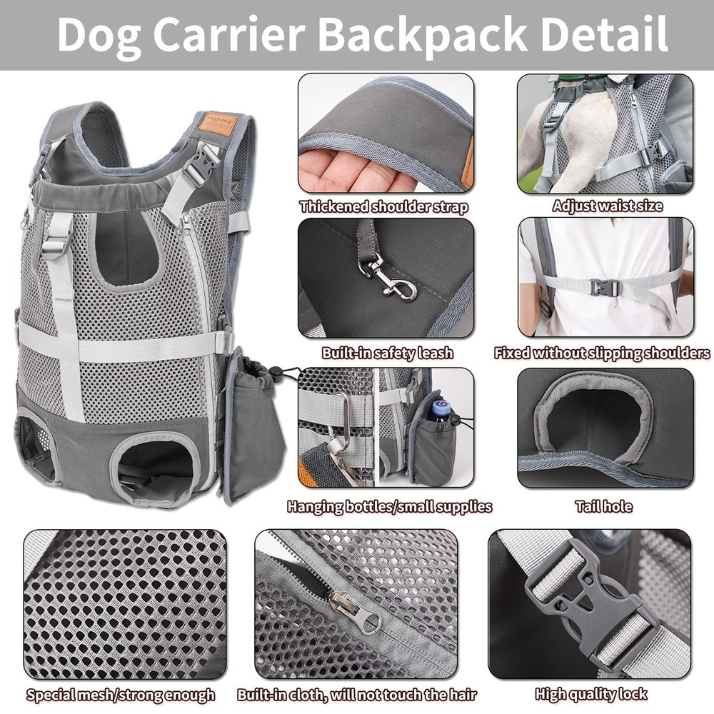 Dog Carrier Backpack - Legs Out Front Facing Pet Carrier Backpack for Small M...