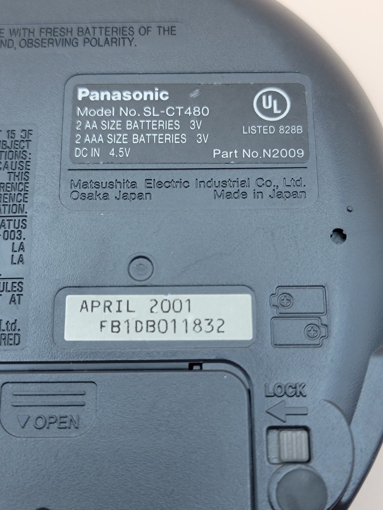 *READ DESCRIPTION*Panasonic SL-CT480 CD Player 40 Sec Anti-Skip System - Blue