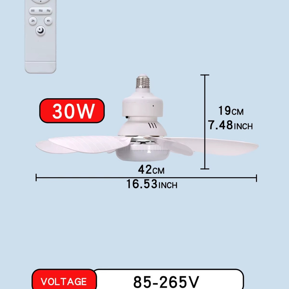 Socket Ceiling Fans with Lights and Remote- Socket Fan light with Dimmable Led