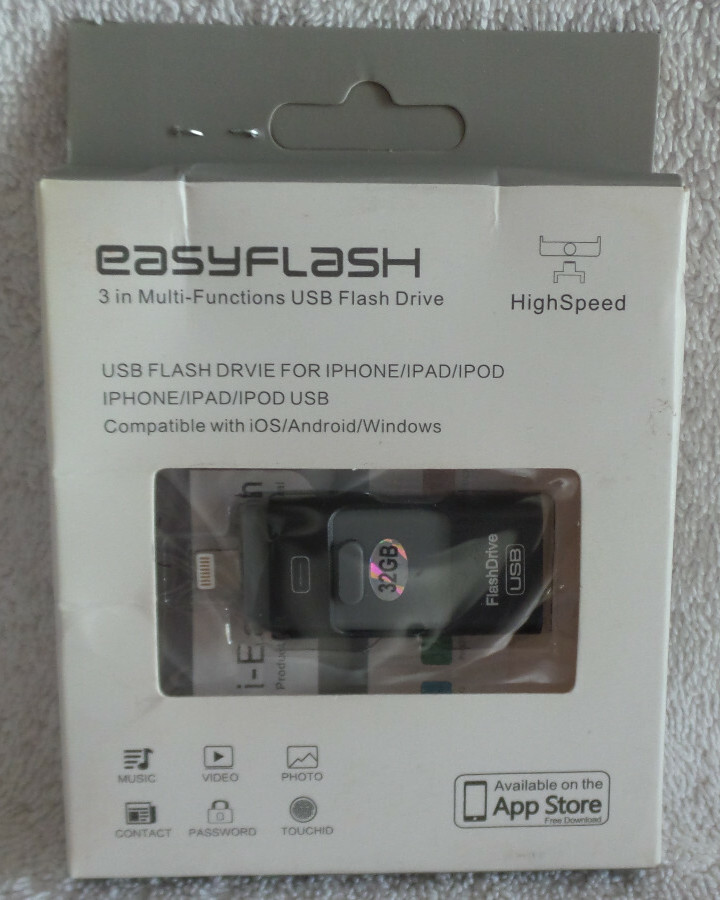 Easyflash 32GB 3 in Multi Functions USB Flash Drive Black Apple Android IPhone™