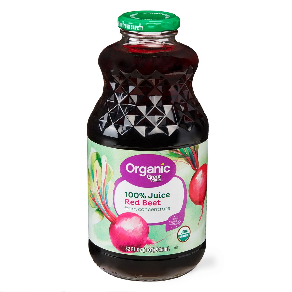 (3 pack) Great Value Organic 100% Beet Juice, 32 fl oz