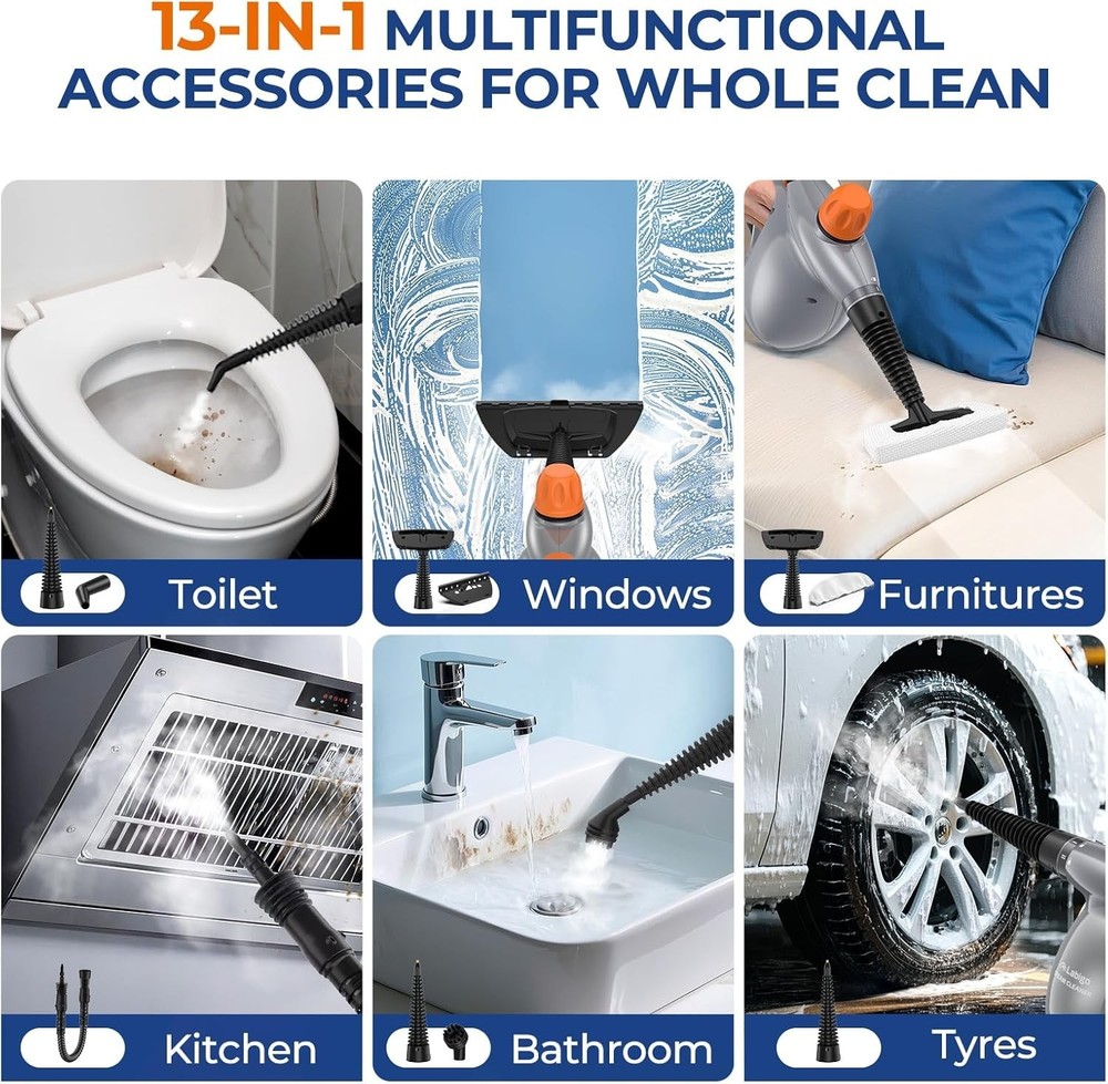 Compact Handheld Steam Cleaner - Lightweight with Fast Heat-Up Technology