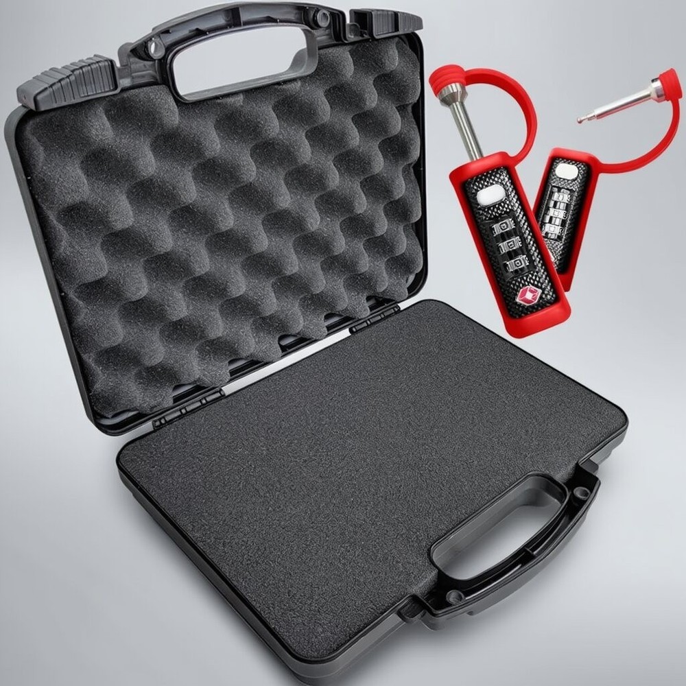 TSA Approved 3-Digit Combination Gun Case Locks 2-Pack Red & Black Pistol Case
