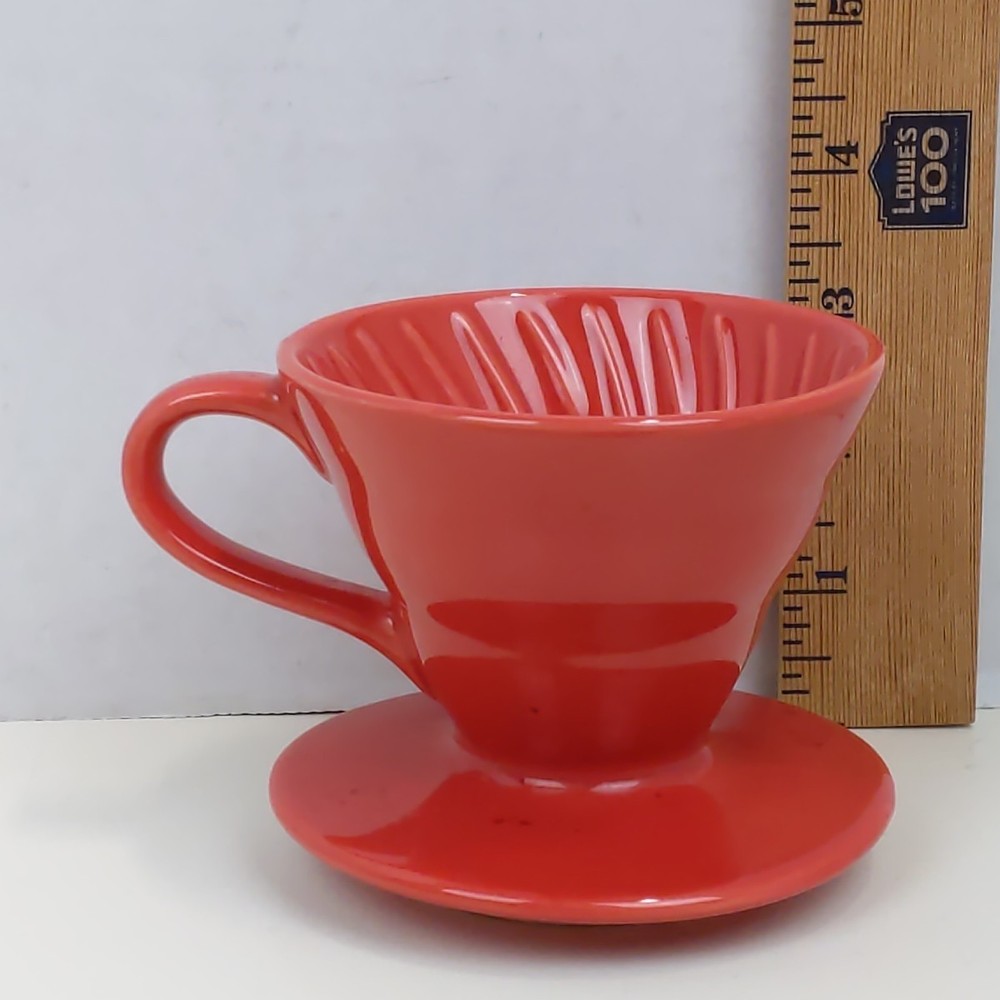 MeCraft Red Ceramic Pour Over Coffee Dripper Cone Mug Style Brewer Single Cup