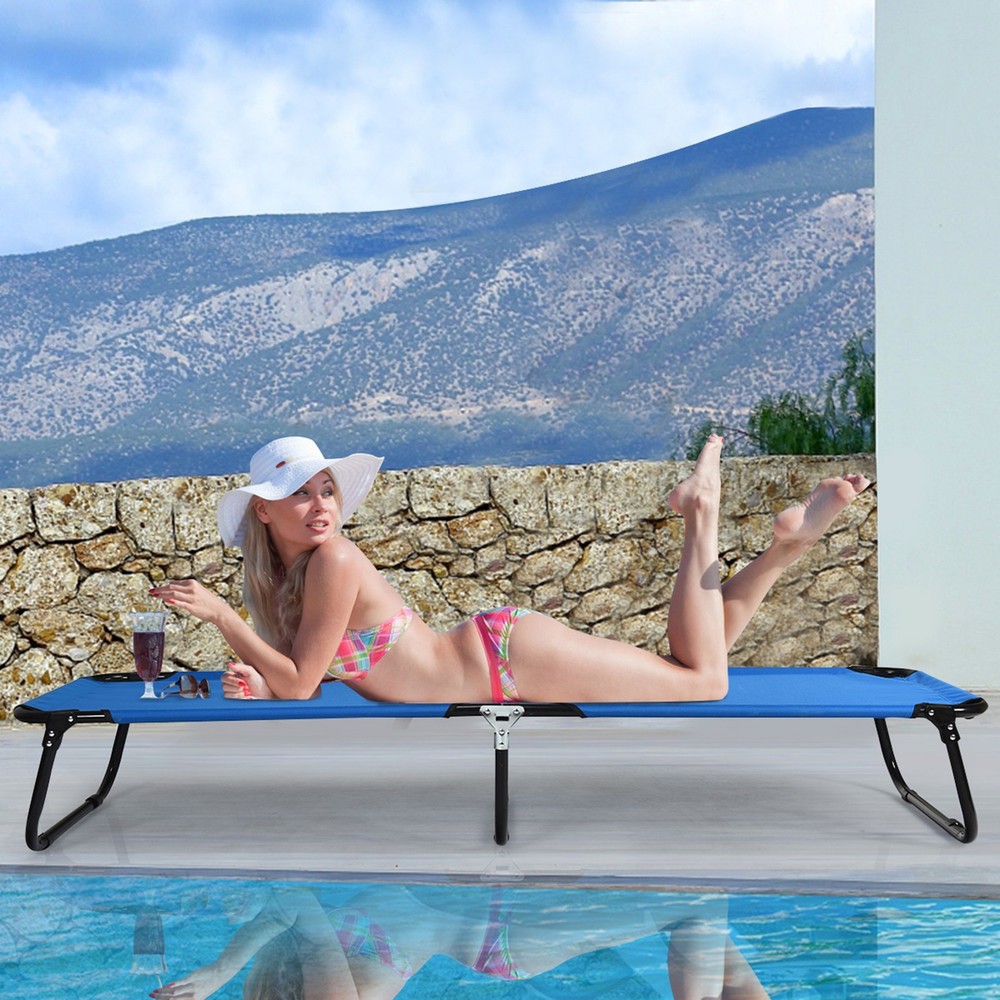 Blue Folding Camping Bed Outdoor Military Cot Sleeping