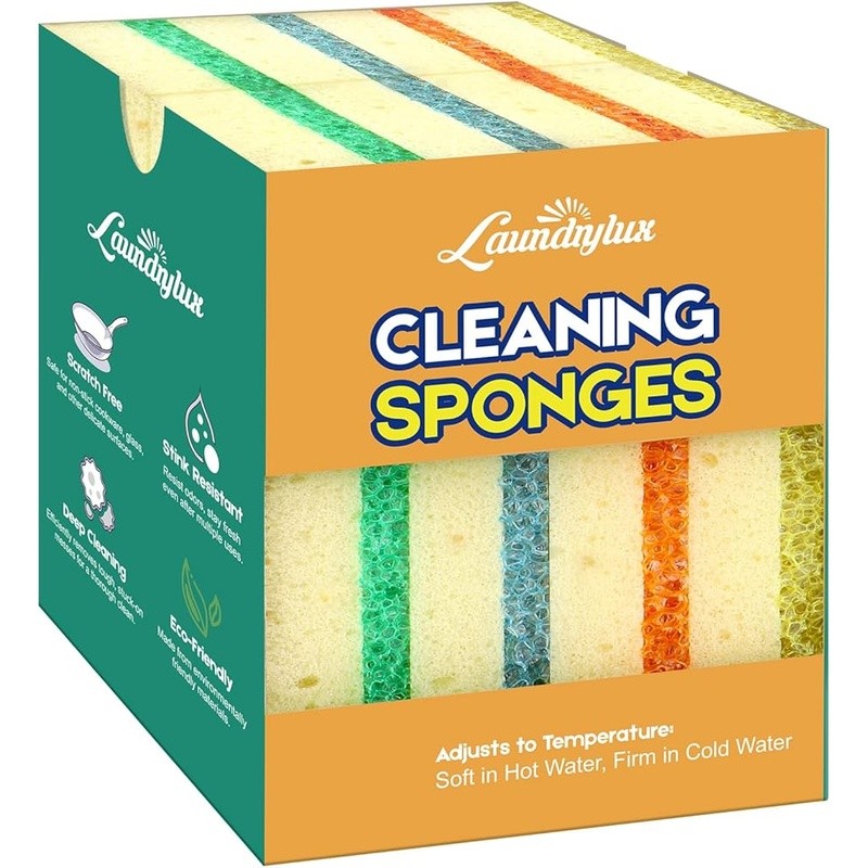 Dual Sided Scrub Sponge Temperature Adaptive Non Scratch Cleaning Tool 4 Pack US