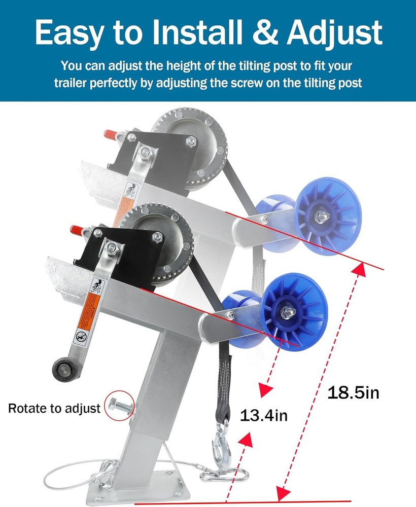 Adjustable Boat Trailer Winch Stand with Roller, Boat Trailer Winch Post