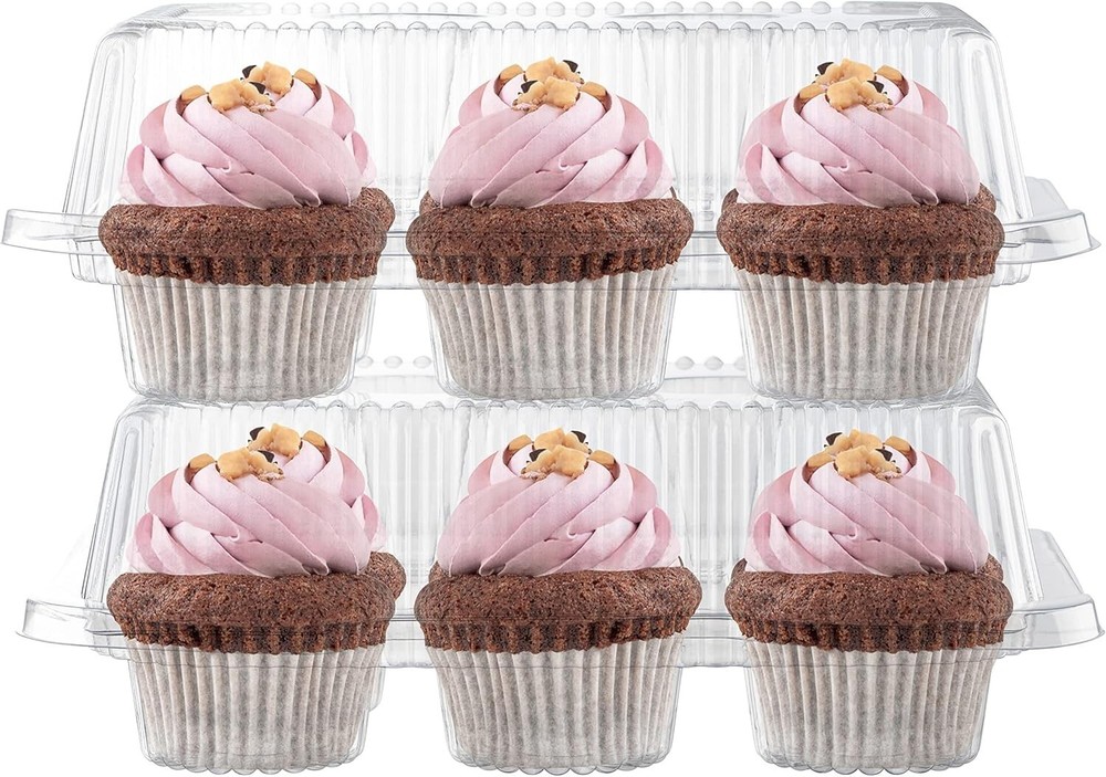 Stackable Cupcake Holder – 50 Pack Clear PET Containers for Safe Party Transport