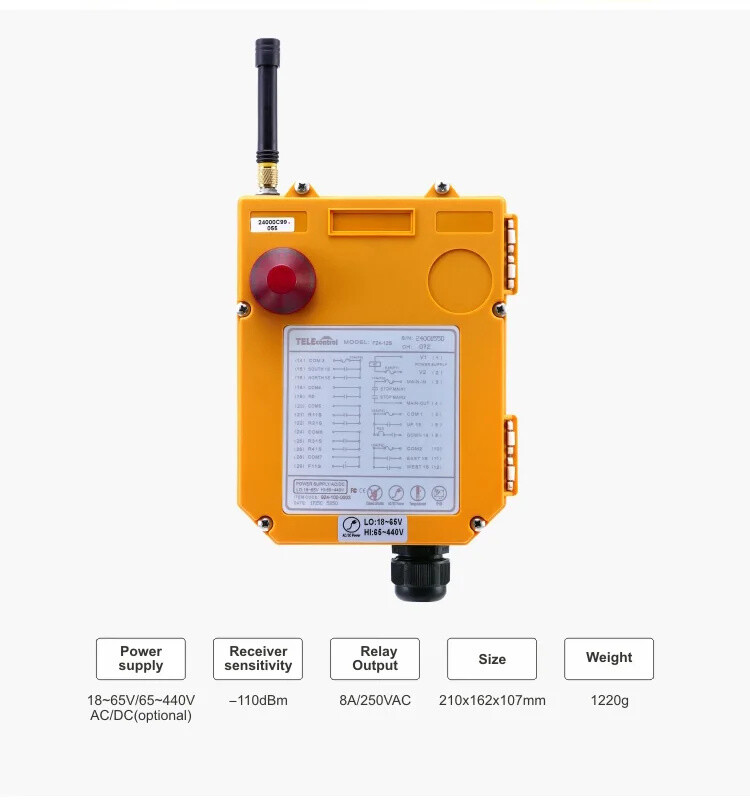 F24-12S 2 transmitters 12 Twelve Single Speed Button Remote Control for Crane