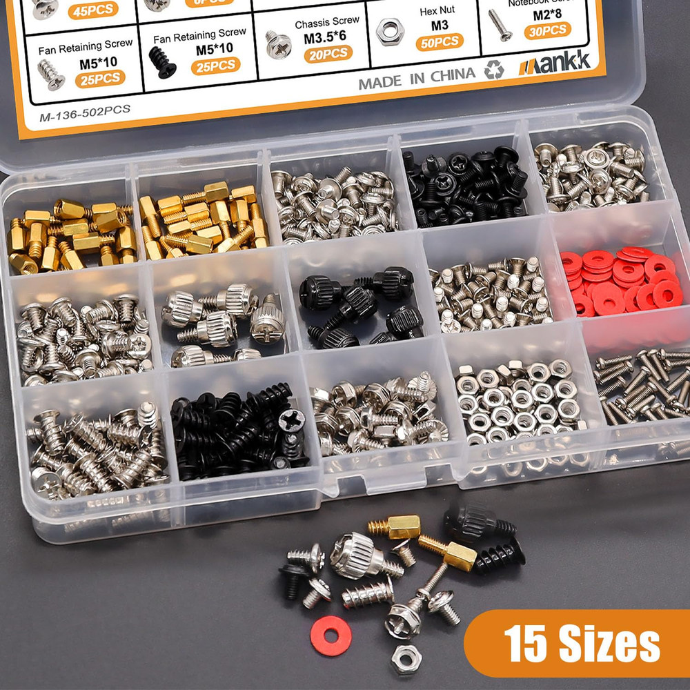 502Pcs Kit Surtido De Tornillos Para Computadora, Tornillos De Placa Base Par...