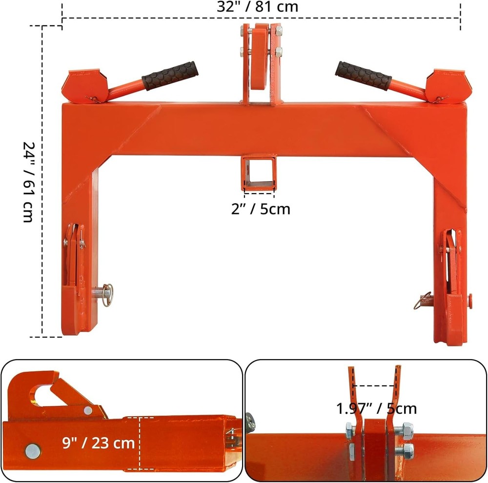 3 Point Quick Hitch Adapter For Category 1 & 2 Adjustable Bolt Tractor 3000 LBS