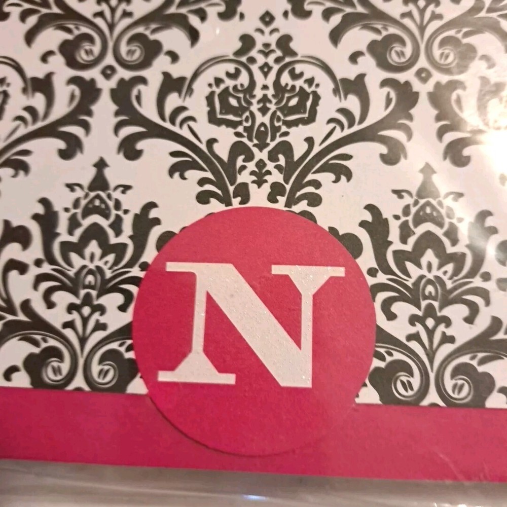 Blank Note Cards N Monogrammed Pattern 12 Cards & Pink Envelopes