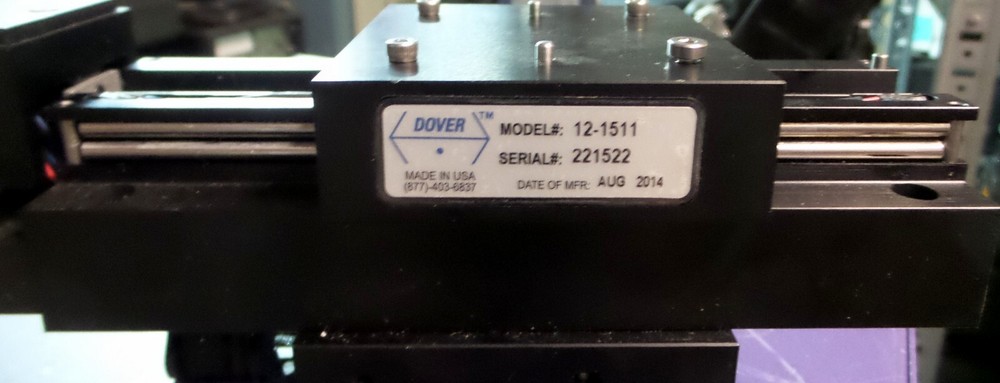 DOVER 12-1511 LINEAR STAGE. XYZ, ROBOTIC. NO END USER USE. PREOWNED.