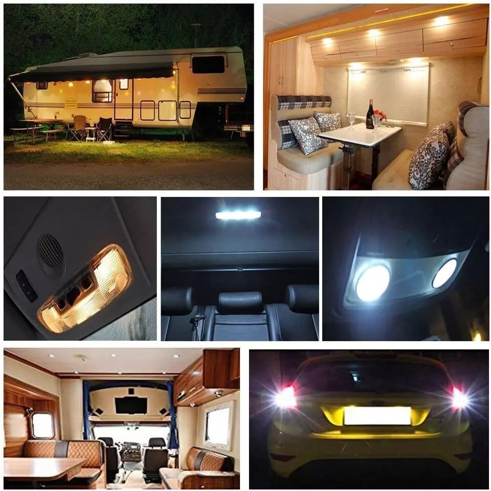 4-Pack 1156 LED Bulbs 12V/24V, Daylight White 6000K for RV and Marine Use